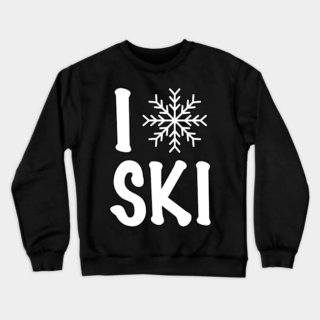 I Love Ski Snowflake Skiing Winter Sports Crewneck Sweatshirt by Print-Dinner